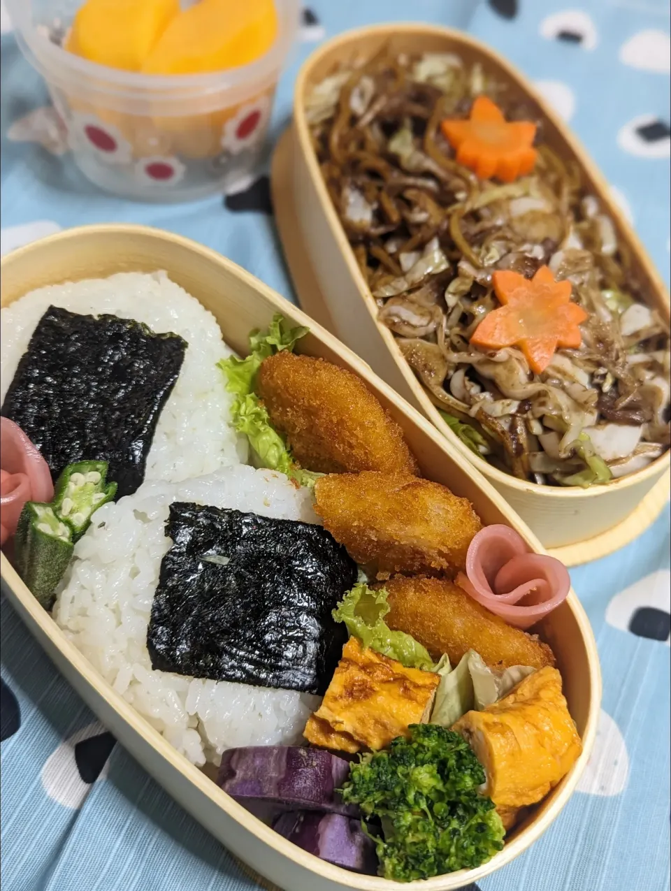 本日のお弁当〜からあげビールさんのお料理〜元気が出るトリプル炭水化物弁当〜|f.1125beさん