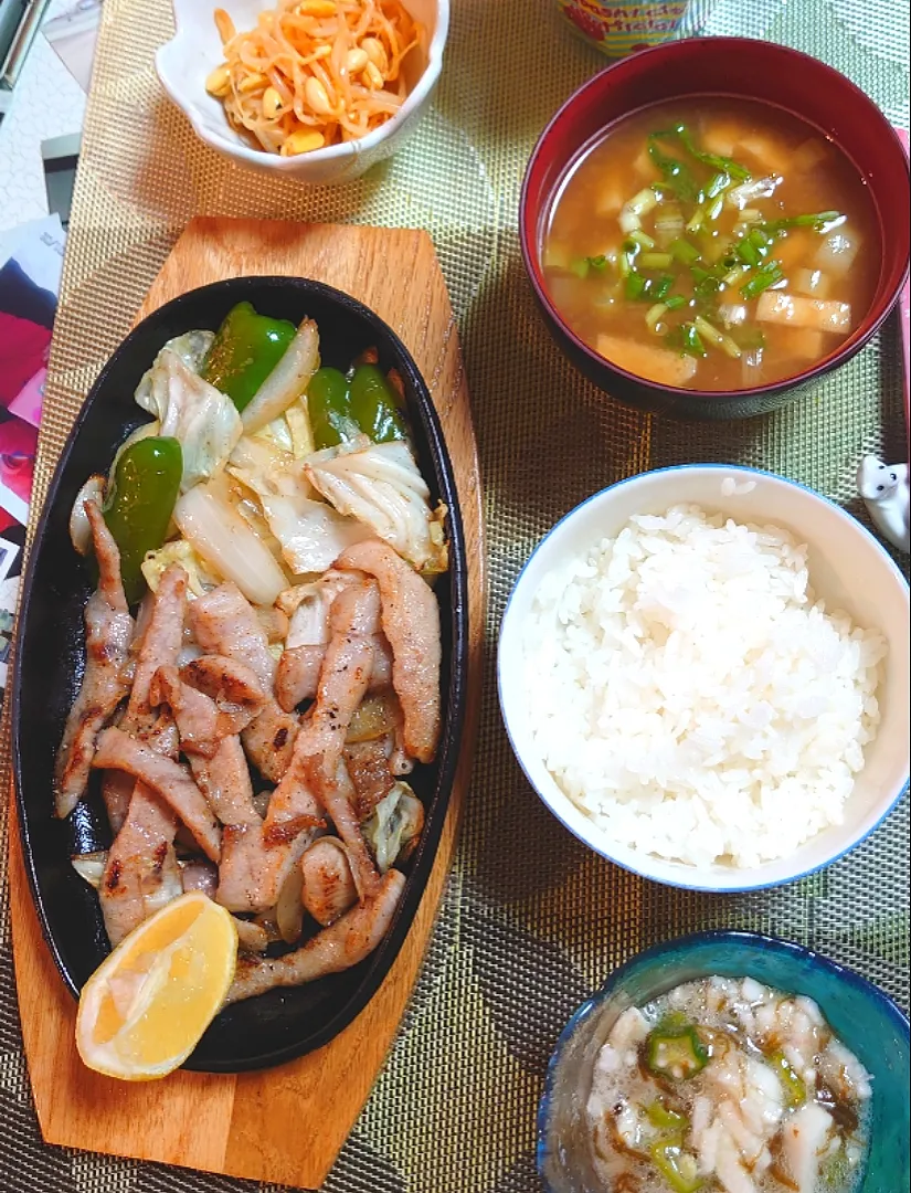 🍴夕ご飯🍴
豚トロ焼き
味噌汁
豆もやしナムル
長芋とめかぶ和え|ポチさん