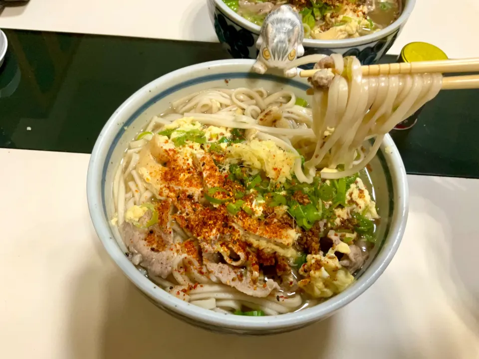 肉玉の細うどん
#うどん
#肉玉
#昆布出汁
#炒りごま|Takeshi  Nagakiさん