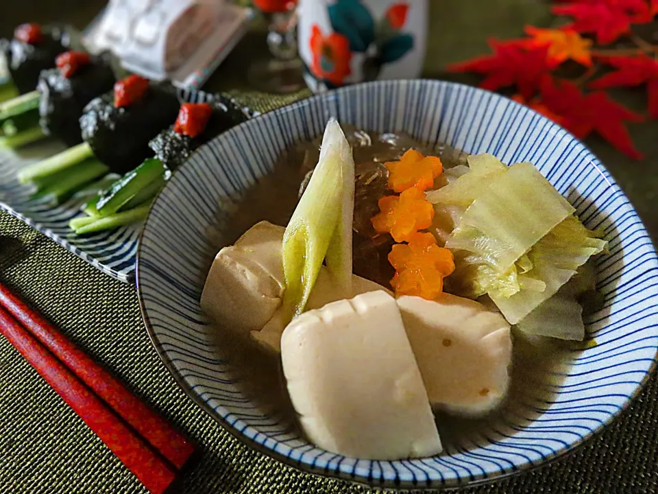 胡瓜巻きっぱなし御飯と豆腐煮|アカネ💖さん