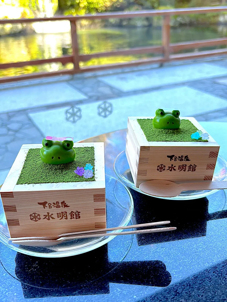 Snapdishの料理写真:岐阜県下呂温泉の水明館の可愛いかえるティラミス🐸|makoさん