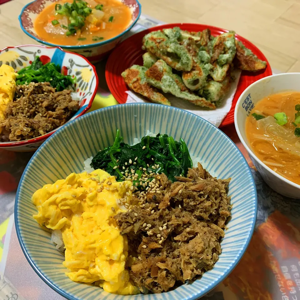 サバ缶で三色丼♬|panchiさん