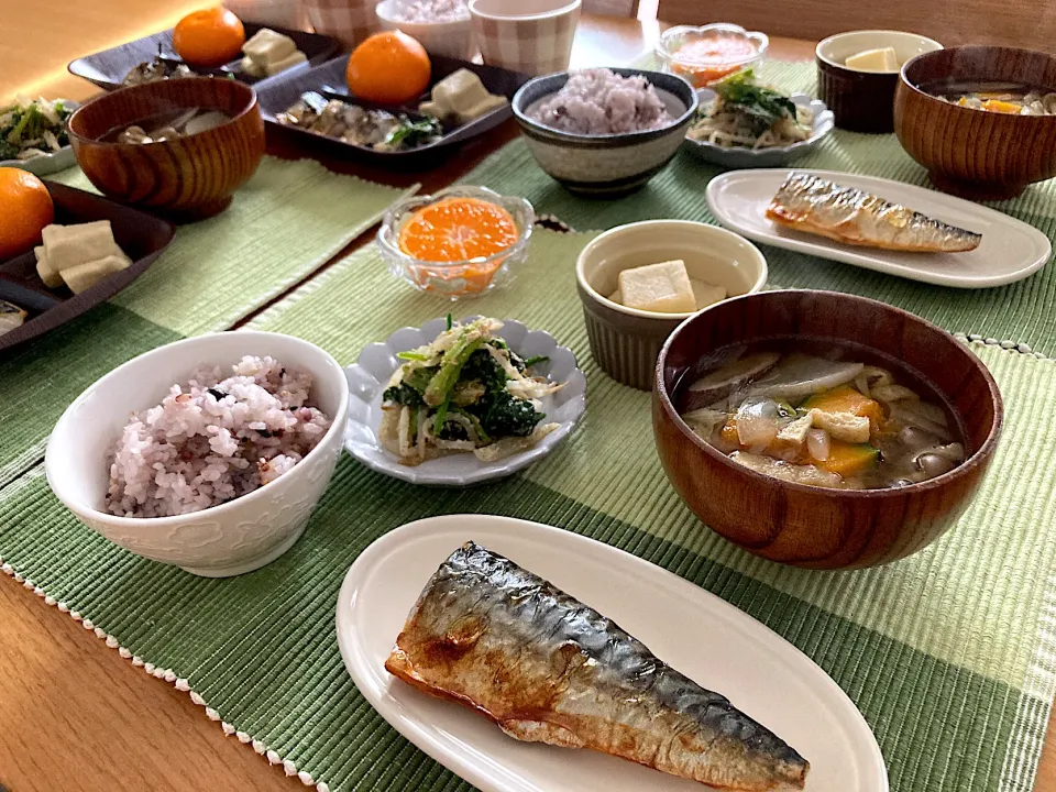 ＊塩サバ、けんちん汁、お浸し…満足和定食ランチ＊|＊抹茶＊さん