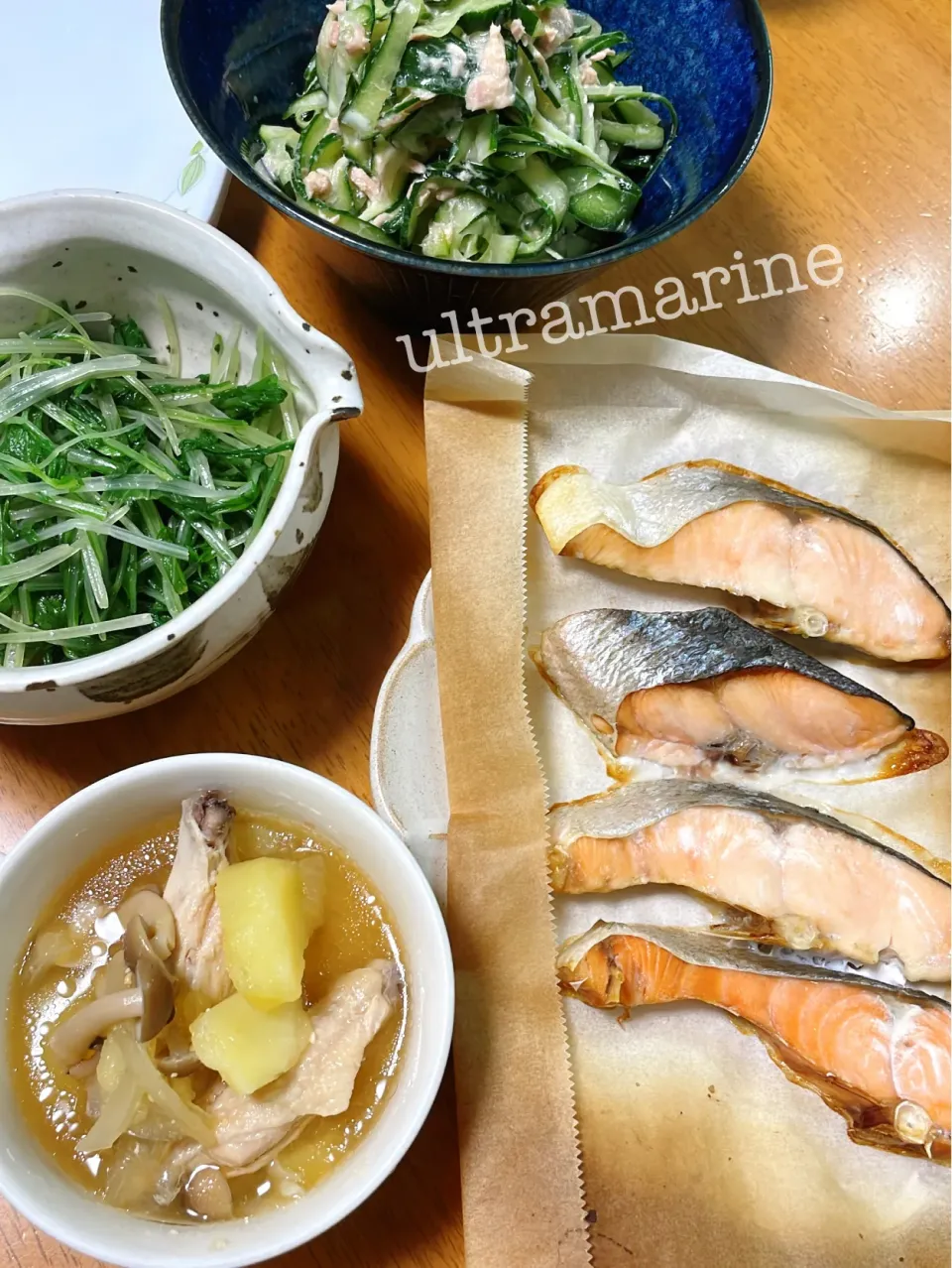 Snapdishの料理写真:＊出掛けていたので簡単ヘルシー晩ごはん♪＊|ultramarineさん