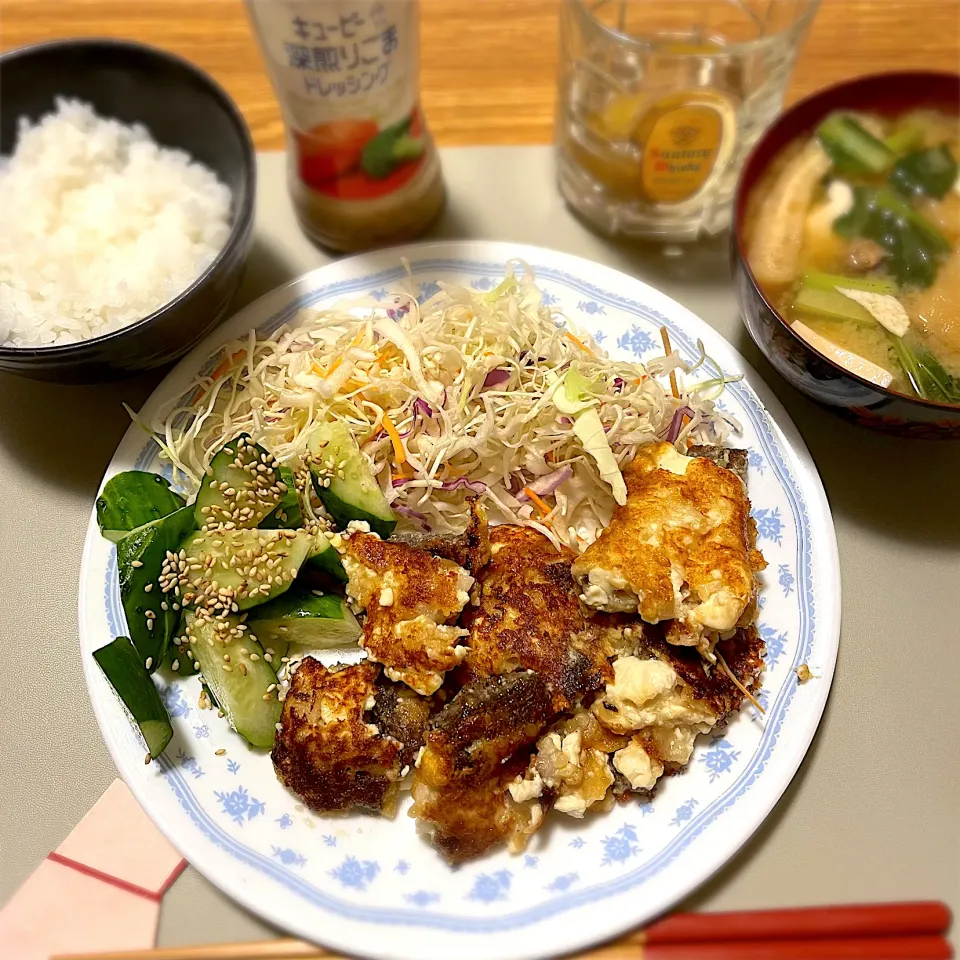 Snapdishの料理写真:2023/11/20 唐揚げ粉で豆腐と凍りこんにゃくの唐揚げ(風)|kykyさん