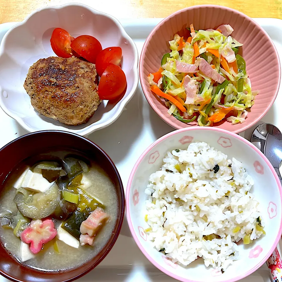 3歳児晩ご飯　#飛騨牛&豚赤身&おから&野菜入り照り焼きハンバーグ|Kahoさん