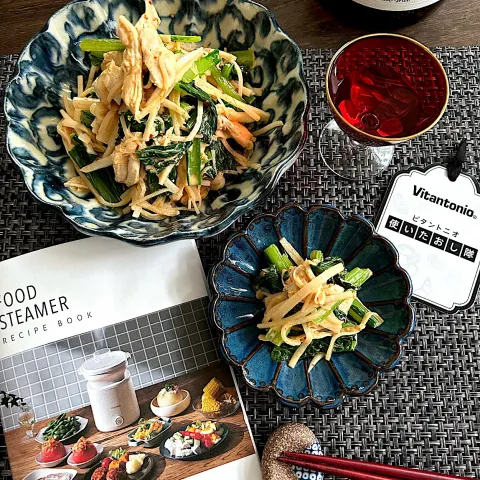 「フードスチーマープラス（VFS-20）」を使ってみたSnapdishの料理・レシピ写真:にゃんぺこさんの料理 ほうれん草ともやしと蒸し鶏のタテギマヨポンサラダ🥗