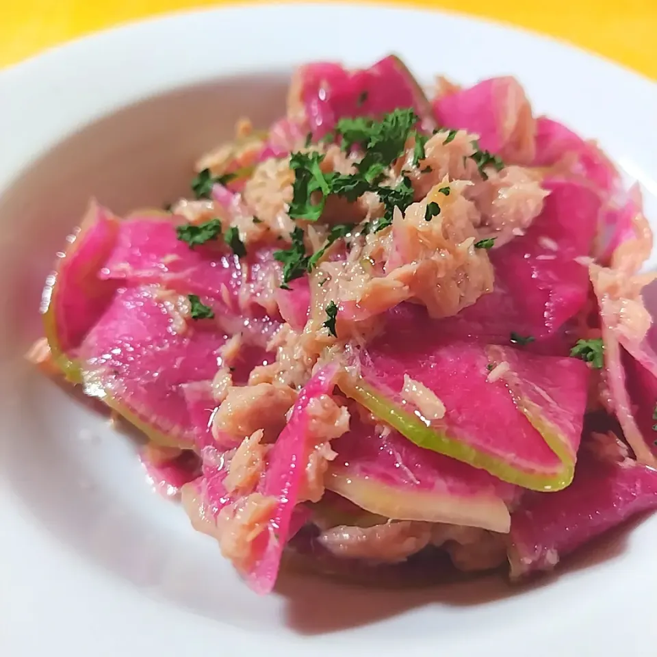 紅芯大根とツナ缶
これうまつゆサラダ|ポトスさん