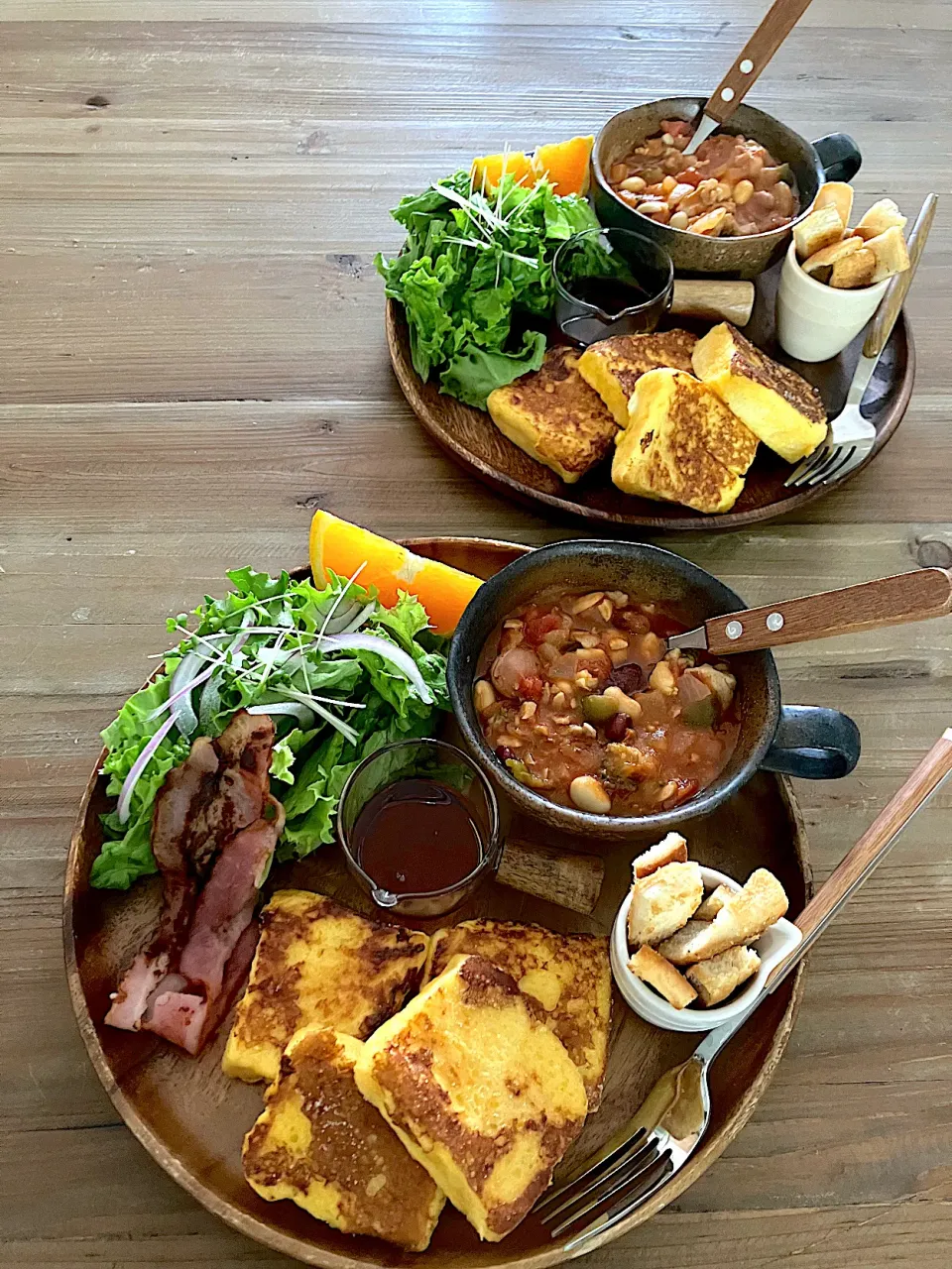 ポークビーンズとフレトーの朝ごはん|あおあおさん