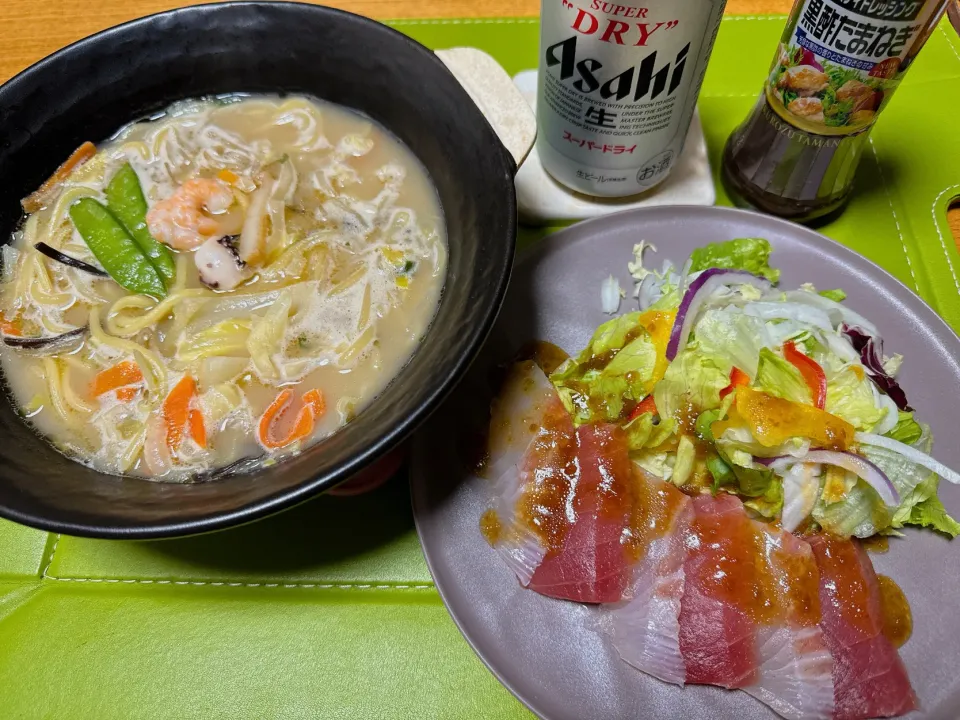 ちゃんぽん🍜、刺身サラダ|naoさん