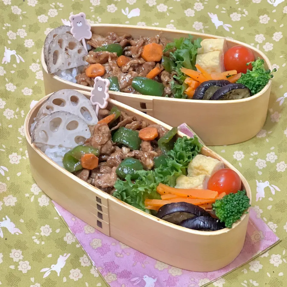 回鍋肉☘️の双子ちゃんお弁当　12/1金|sweet homeさん