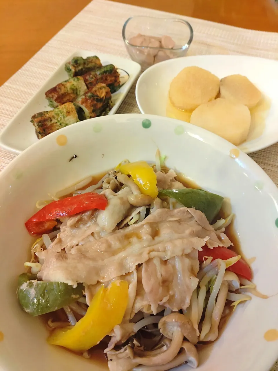 ☆豚バラ肉と野菜の蒸しポン
☆長芋バター醤油
☆竹輪磯辺焼き
☆プチ豆乳ココアプリン|chikakoさん