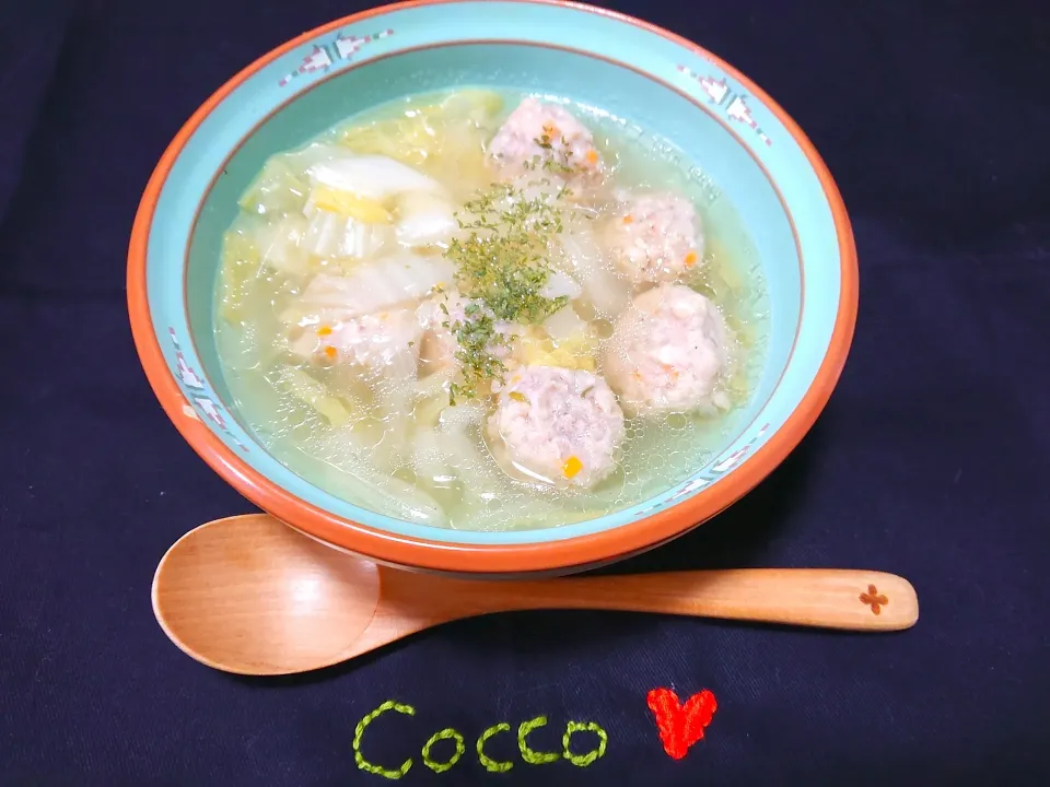 Snapdishの料理写真:岩手の赤鶏と合鴨ミンチの鶏団子スープ✨|cocco+さん