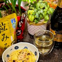 粒みそパスタ