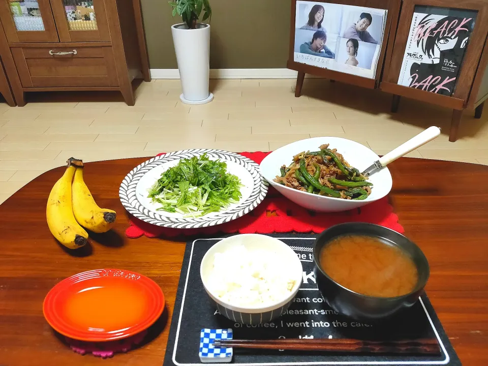 インゲンと肉炒め夕飯|えっこさん