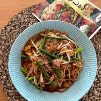 大豆お肉とニンニクの芽炒め😋