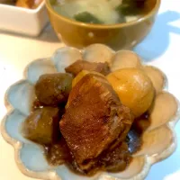 Snapdishの料理写真:角煮の味噌ビール煮|まりごんさん