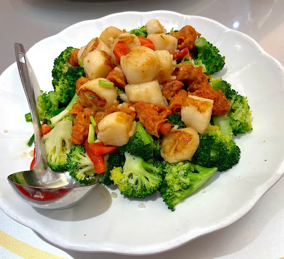 Fried vegetables and scallops|skyblueさん