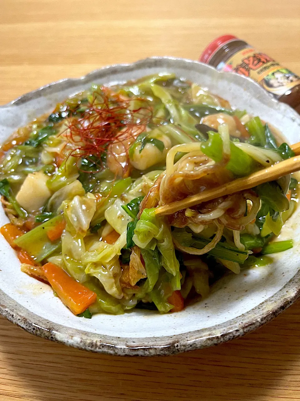 今日のお昼ごはん~野菜たっぷりあんかけかた焼きそば~|ゆかｕさん