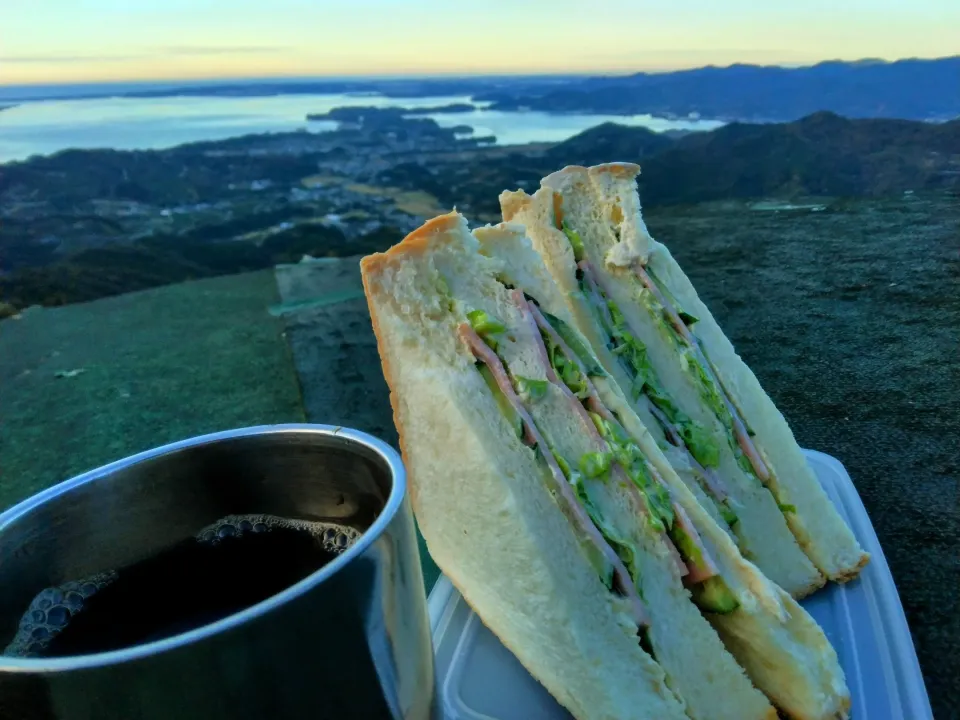 山モーニング😊
コーヒーとハムと野菜のサンドイッチ😊|Mitsuhiro.Sさん