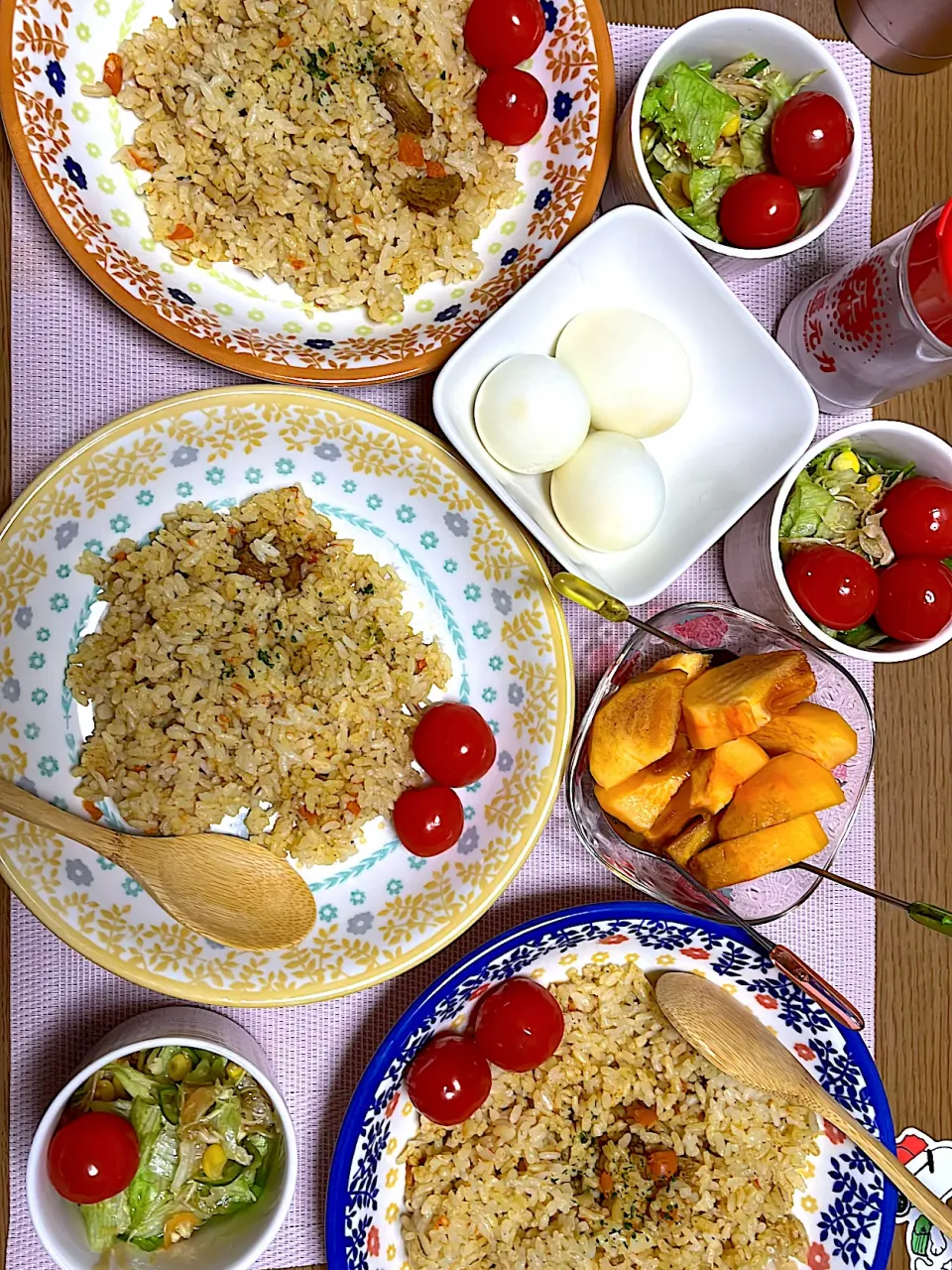 カレーピラフで3人晩ごはん〜(^^)❤︎|いつくしみちゃんさん