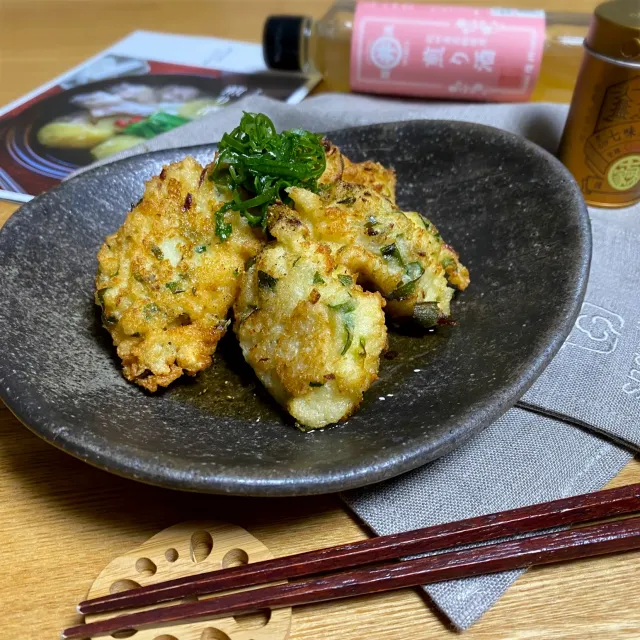 Snapdishの料理・レシピ写真:煎り酒で、揚げ出し大根おろしのかき揚げ｜日本に生まれて♡幸せ感じる煎り酒料理【おかず編】