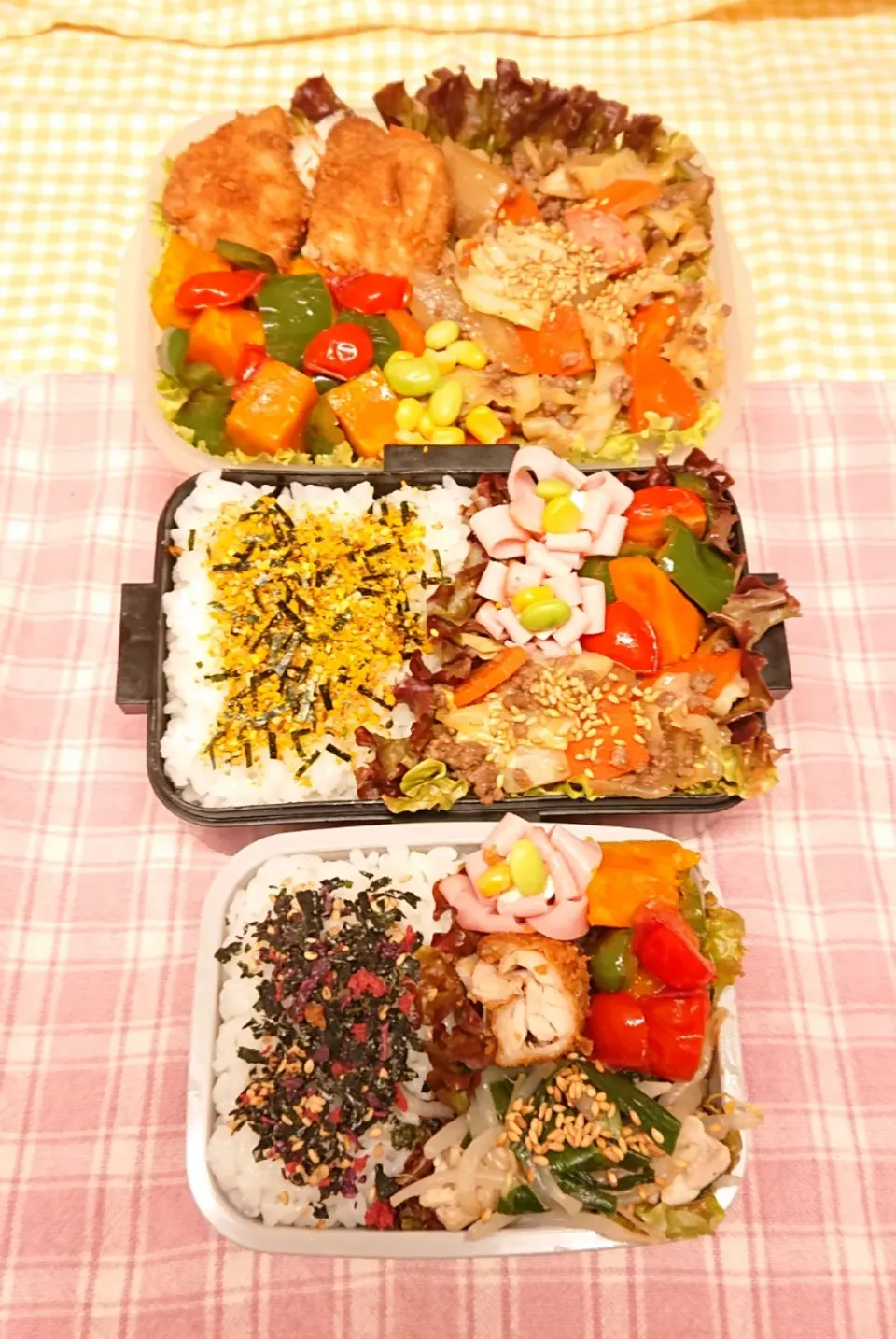 唐揚げ 挽肉野菜炒め 等々弁当❤️|みちゅあしさん