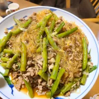 Snapdishの料理写真:ご飯が進む！
『いんげんと春雨の中華煮込み』

ご飯おかわり絶対の一品✨|kirariさん