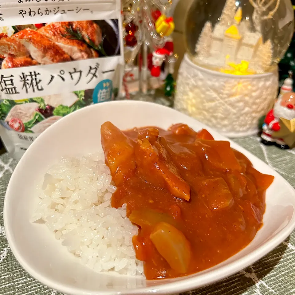 塩麹パウダーで柔らかブロック肉のトマトカレー|だまさん