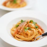てつやさんの料理 エビのトマトクリームパスタ