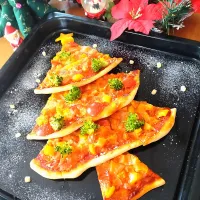 Snapdishの料理写真:ピザでクリスマスツリー