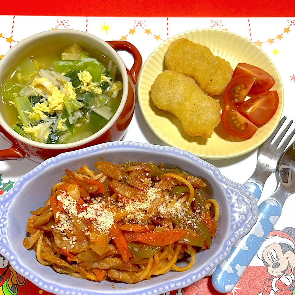 3歳児昼ご飯　#蒟蒻効果でナポリタン|Kahoさん