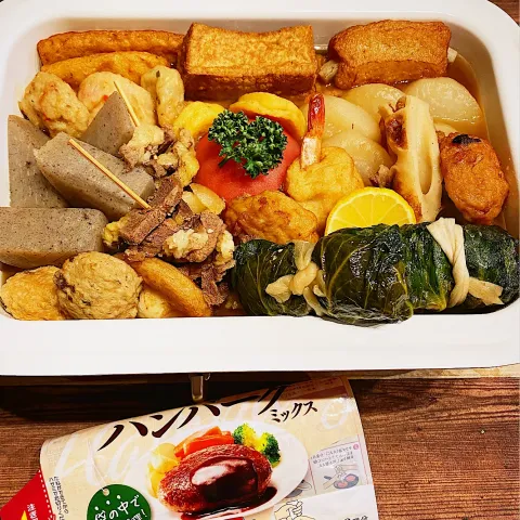 「大豆のお肉の ハンバーグミックス」を使ってみたSnapdishの料理・レシピ写真:おでん🍢大豆のミートでロールレタス