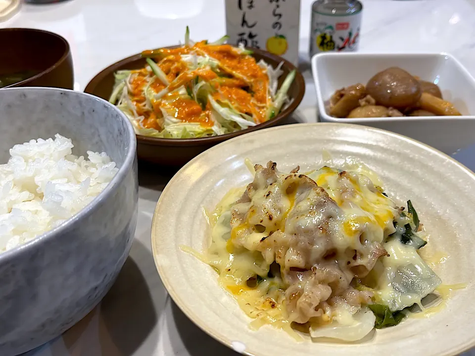 Snapdishの料理写真:豚と野菜とチーズの蒸しポン酢|ぎんさん