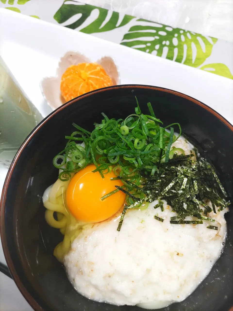 Snapdishの料理写真:息子の朝ご飯山かけうどん🍀|rikako♪。.:＊さん