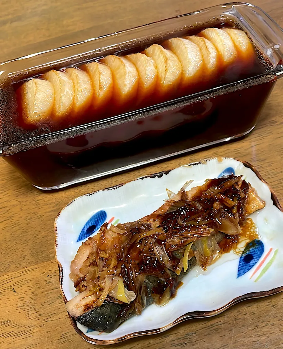 鰤の照り焼きと、大根の揚げ浸し|nozoさん