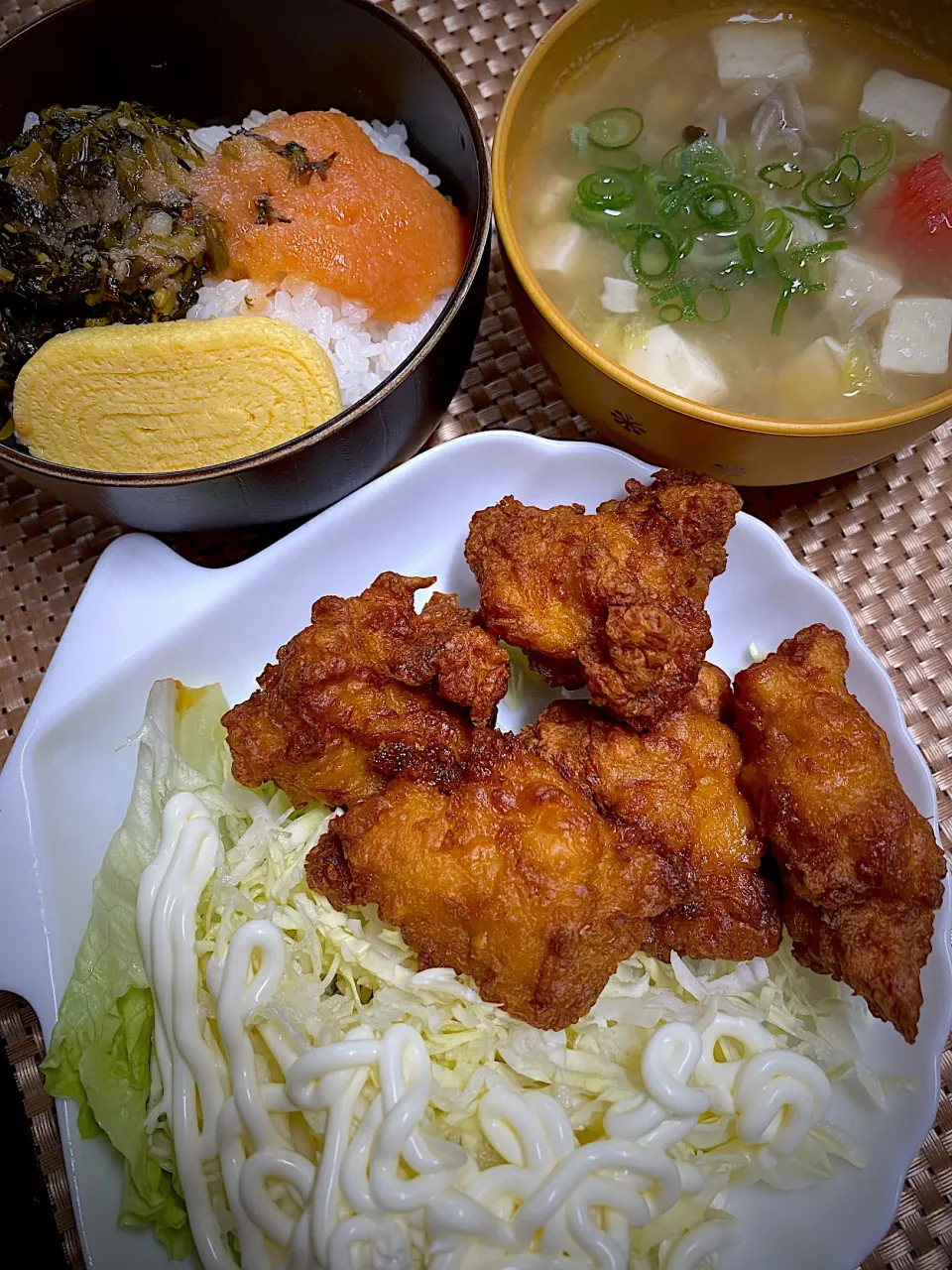 高菜明太唐揚げ定食|すくらんぶるえっぐさん