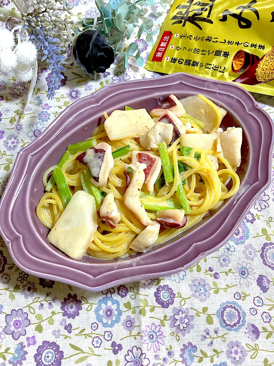 タコの粒みそクリームパスタ🐙|ringonamaさん