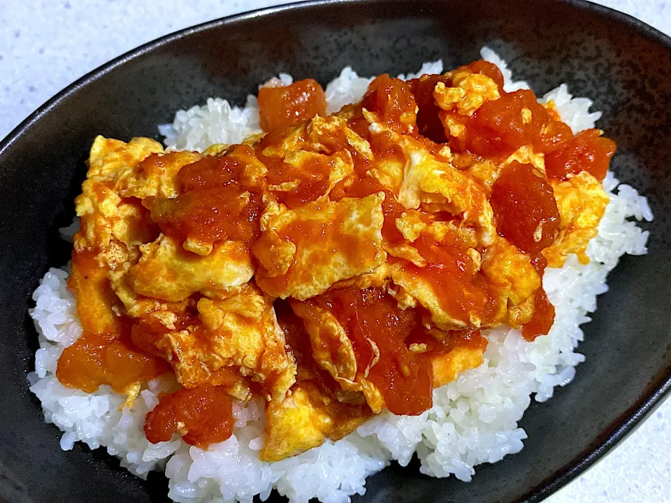 トマト缶と卵だけでトマたま丼|依神姉妹の節約ずぼらレシピちゃんねるさん