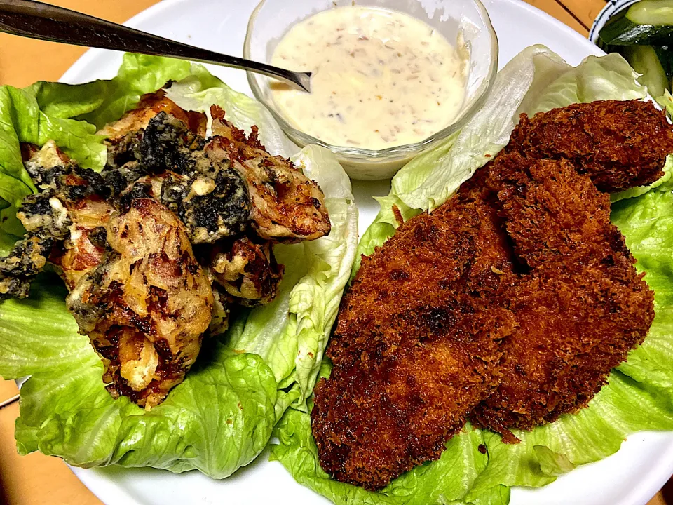 牡蠣フライとちくわと海苔揚げ😊|サチ😊さん