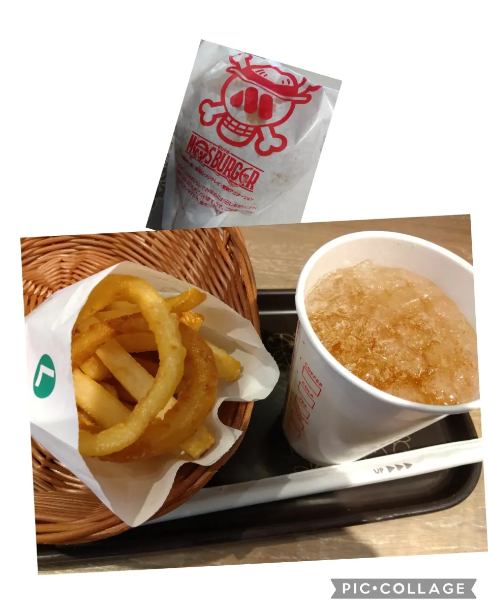 モス😊😋♥️
*自分のはゆずレモンジンジャーエール、
オニポテ。
*子供にはセット照り焼き🍔ポテト🍟、
オレンジジュース|m.rafuさん