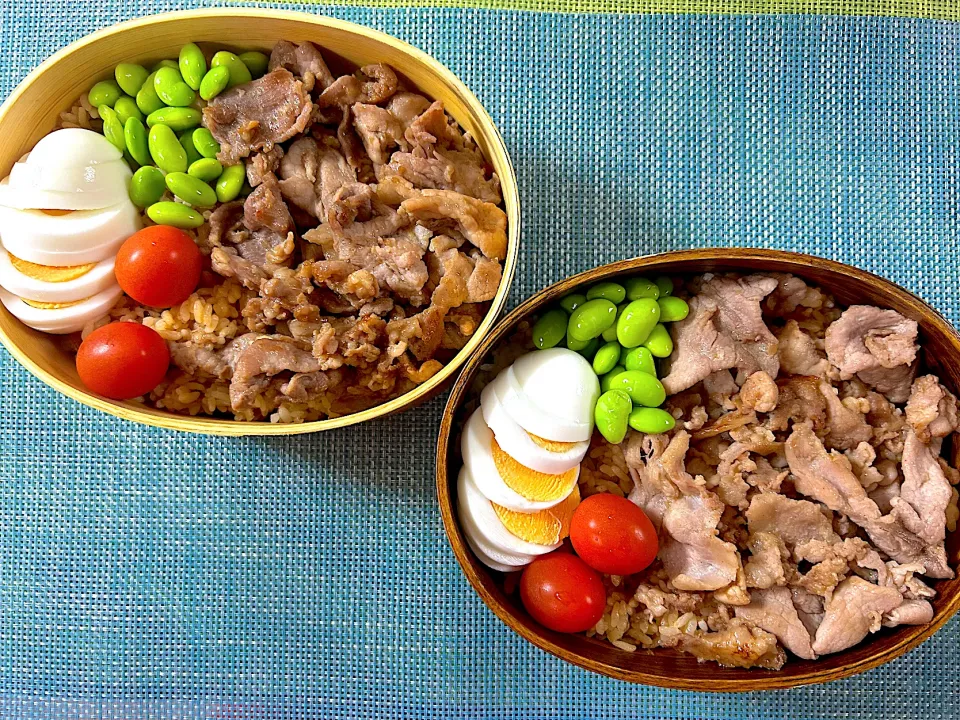 混ぜご飯に肉乗せ弁当|ジャイママさん