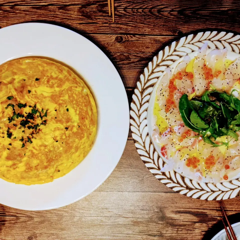 トルティージャエスパニョールと真鯛のカルパッチョ|鯉太郎さん