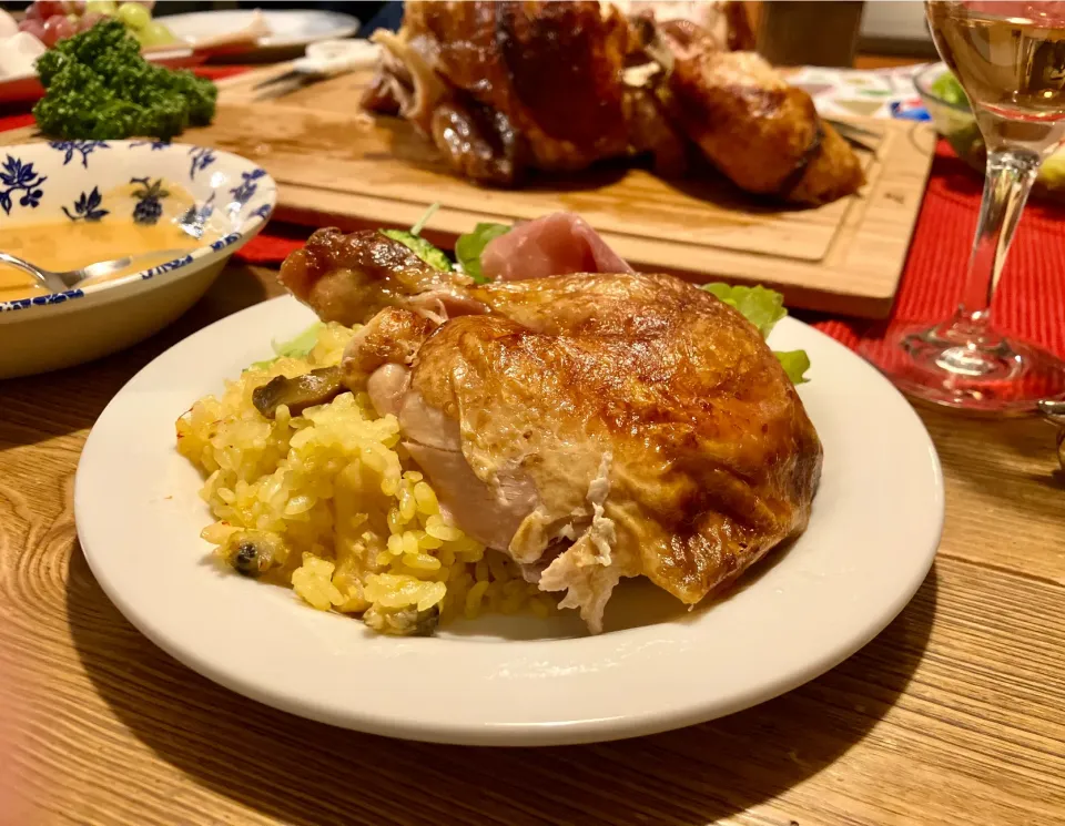 Snapdishの料理写真:コストコのロティサリーチキンでクリスマスディナー🍗🎄🍽️|sato*さん