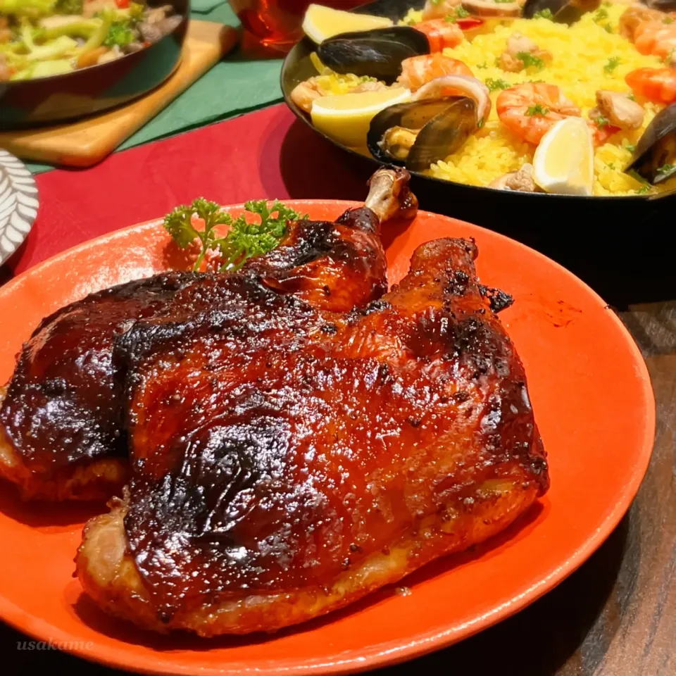 鶏ももの粒マスタード焼き|うさかめさん