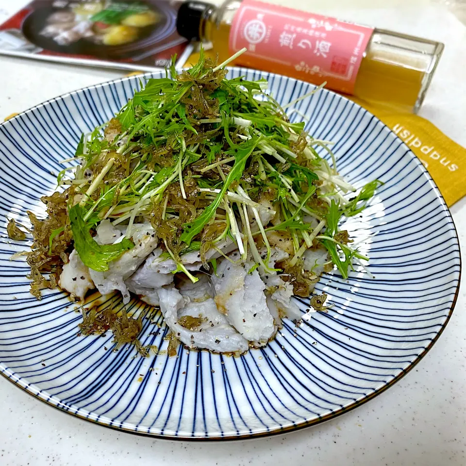 里芋と水菜のちりめん煎り酒のホットドレッシングサラダ|sakurakoさん