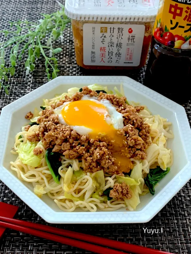 Snapdishの料理・レシピ写真:大豆ミートのジャージャー麺風焼きそば｜☆29の日☆大豆ミートの『やめられないとまらないご飯』♫