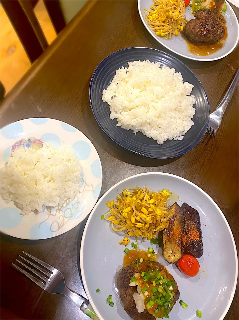 ハンバーグ　大根おろし　もやしソテー　焼き茄子|ch＊K*∀o(^^*)♪さん