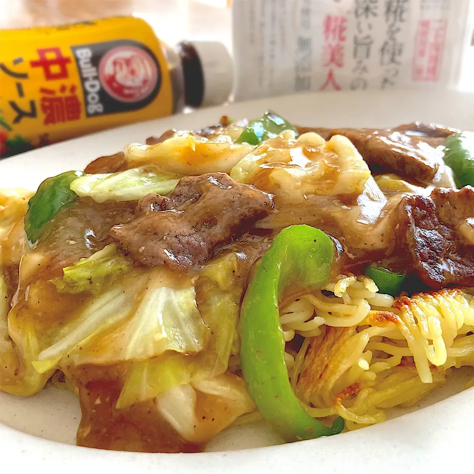 万能味ソースで☆牛肉のあんかけ焼きそば|みずほさん