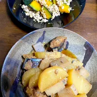 今晩は和食（大根とサバ缶の煮物、かぼちゃそぼろ煮）|Mokkinさん